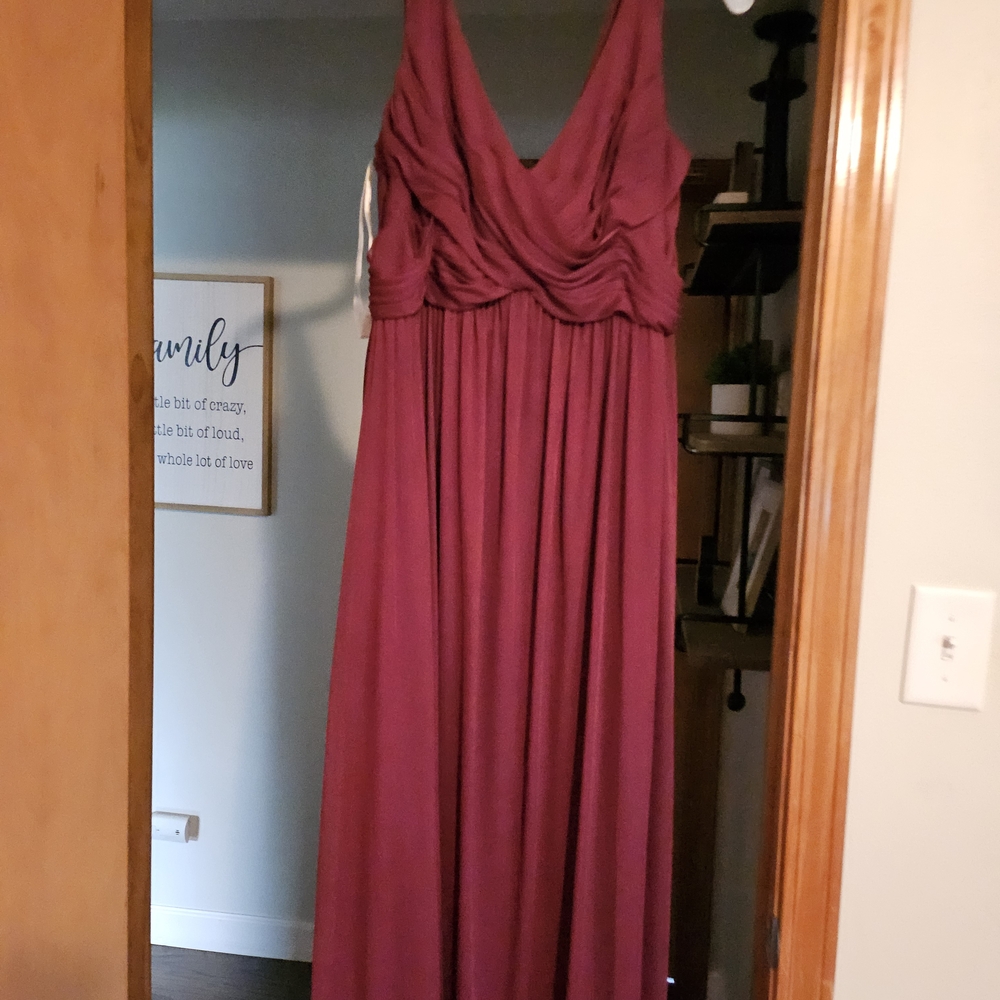 David's Bridal Wine Cowl Back Formal Dress